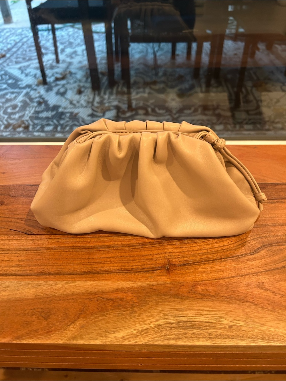 Banana Republic Factory Tan Gathered Synthetic Leather Clutch